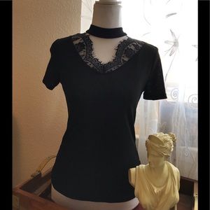 SHEIN black with lace top.